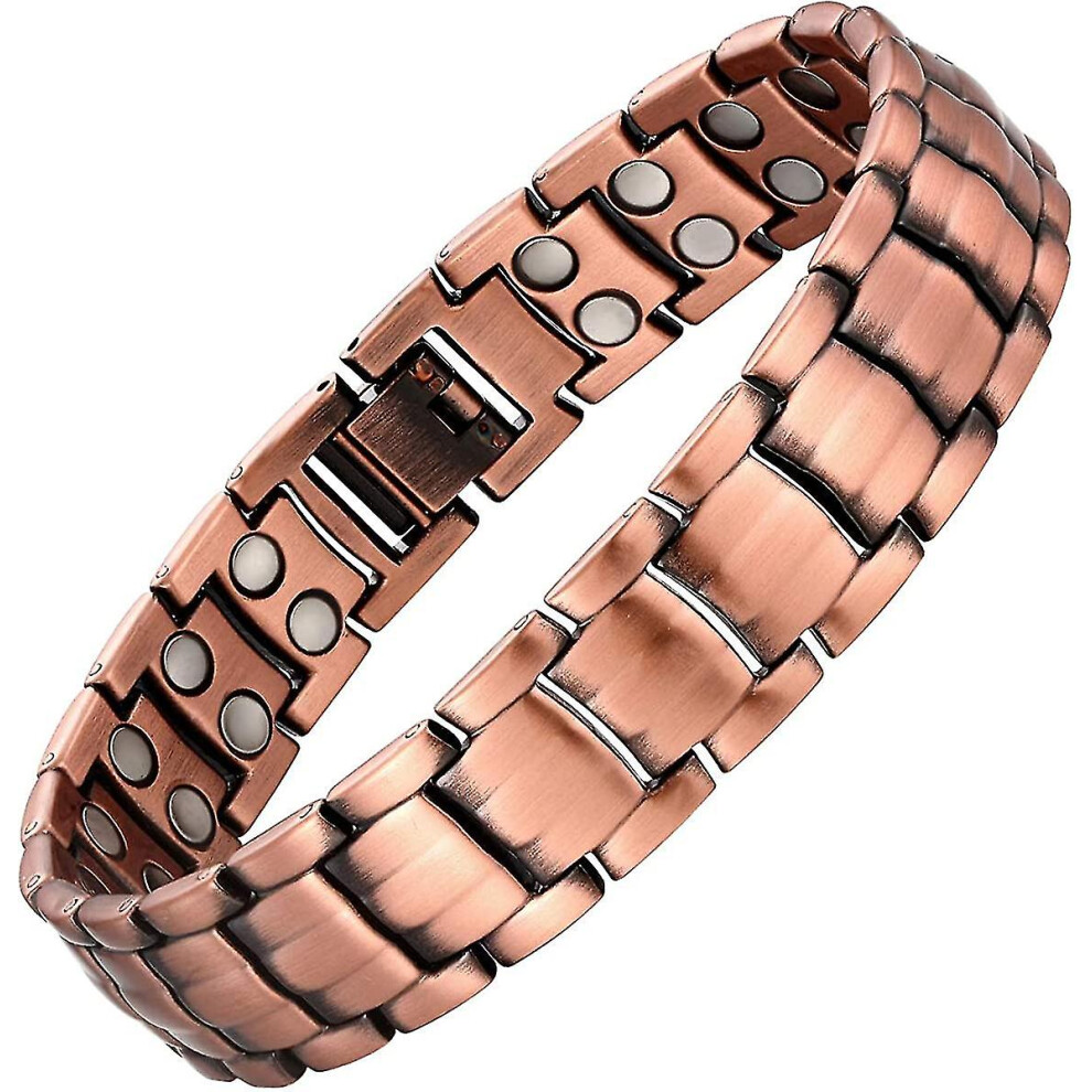 Men Copper Bracelet Wide Magnetic Therapy Bracelet For Relieve Arthritis Pain 99.9% Copper Bracelet With Strong Magnets 9" Link Adjustable Bracelets S