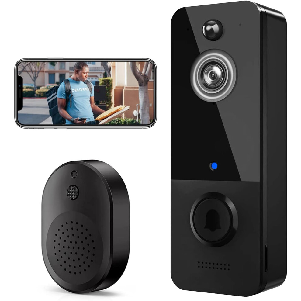 Doorbell Camera Wireless, Video Doorbell with chime,Cloud Storage,Human Motion Detection, Real time,2-Way Audio, Night Vision, IP65, 166Wide Angle