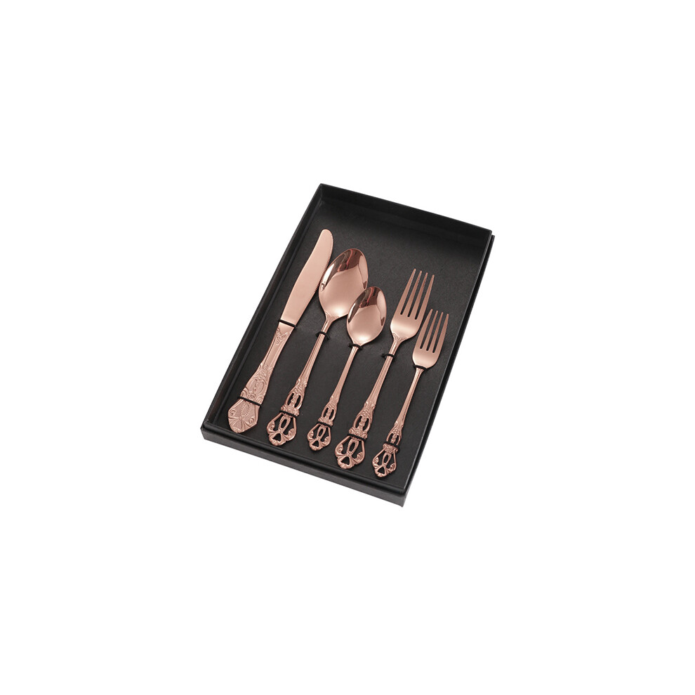 (Rose gold) Stainless Steel Retro Cutlery Set Kitchen Utensils