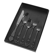 (Black) Stainless Steel Retro Cutlery Set Kitchen Utensils