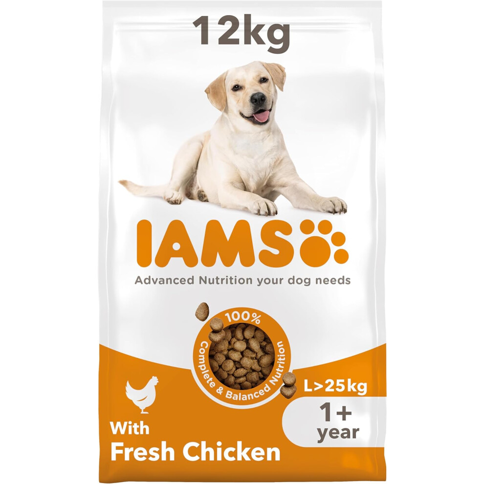 IAMS Complete Dry Dog Food for Adult 1+ Large Breeds with Chicken 12 kg