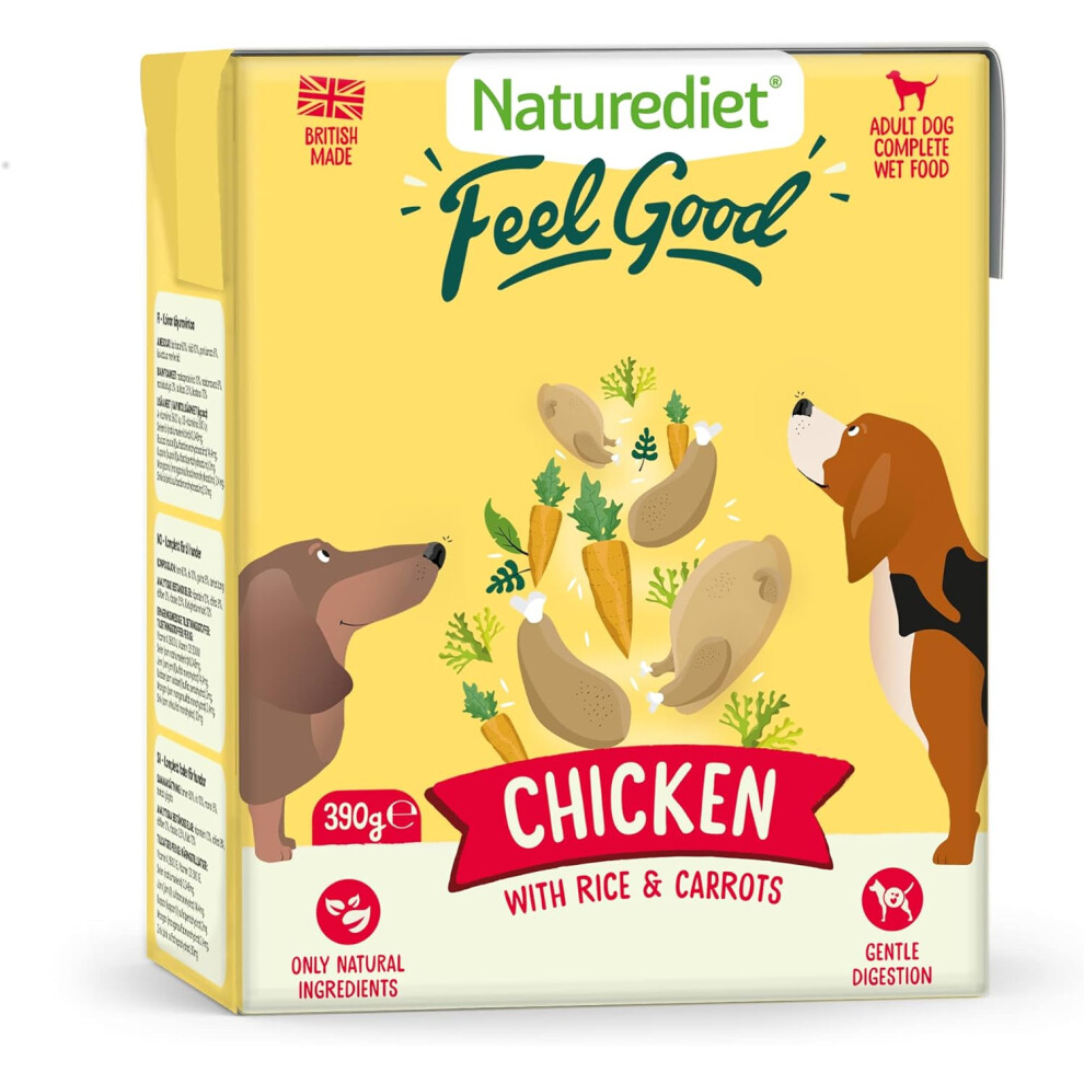 Naturediet - Feel Good Wet Dog Food, Natural and Nutritionally Balanced, Chicken, 390g (Pack of 18)