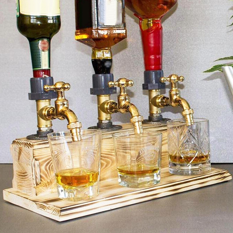 (3) Wine Dispenser Eye-catching Innovative Wood Fathers Day Stable Whiskey Liquor Dispenser for Gifts