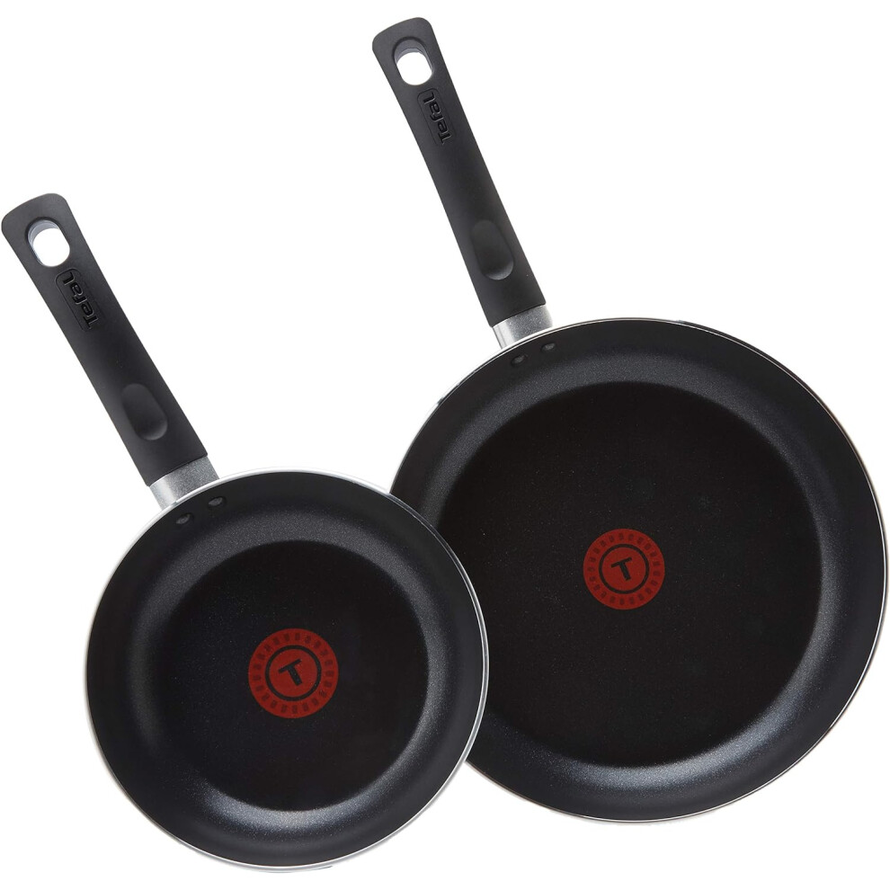 Tefal Taste Twin Pack, Aluminium Frying Pans, Pan Set, Pans 20 cm and 28 cm diameter, Non-Stick, Black, Pack of 2, B189S244