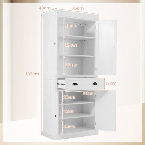 Costway Large Pantry Cabinet Freestanding Kitchen Accent Storage Cabinet White 1