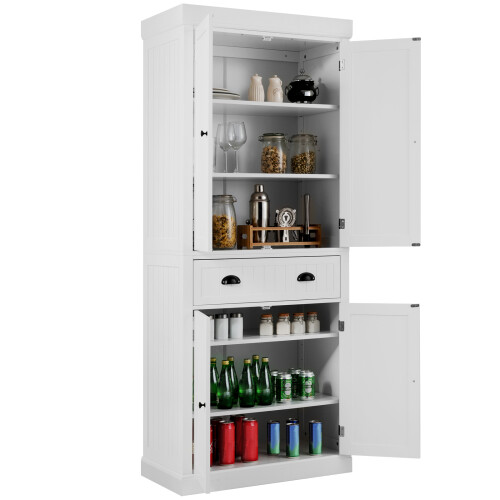 Costway Large Pantry Cabinet Freestanding Kitchen Accent Storage Cabinet White