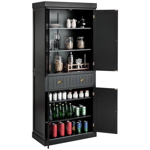 Costway Large Pantry Cabinet Freestanding Kitchen Accent Storage Cabinet Black