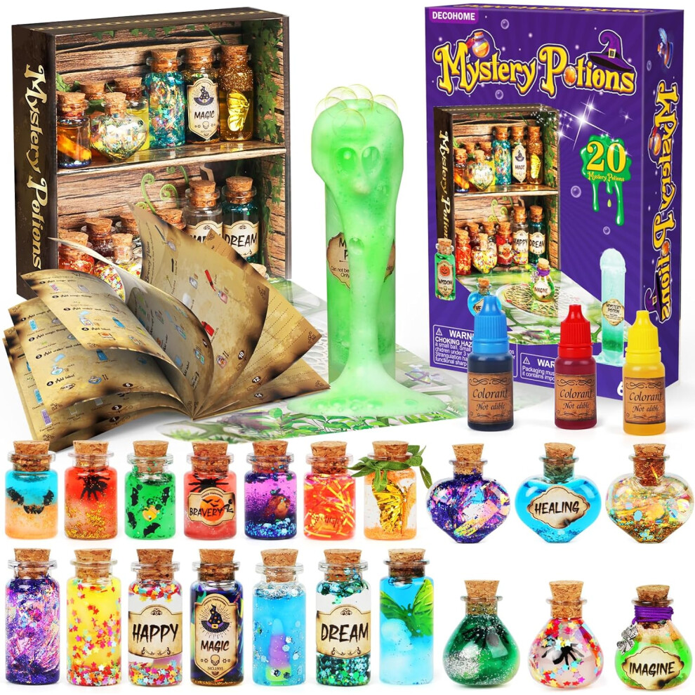 DECOHOME Mystery Potions Kit for Kids 20 Magic Mix Wizard Potion Bottles Craft Toys Creative Christmas Birthday Gifts for Boys & Girls Age 6 7 8 9 10+