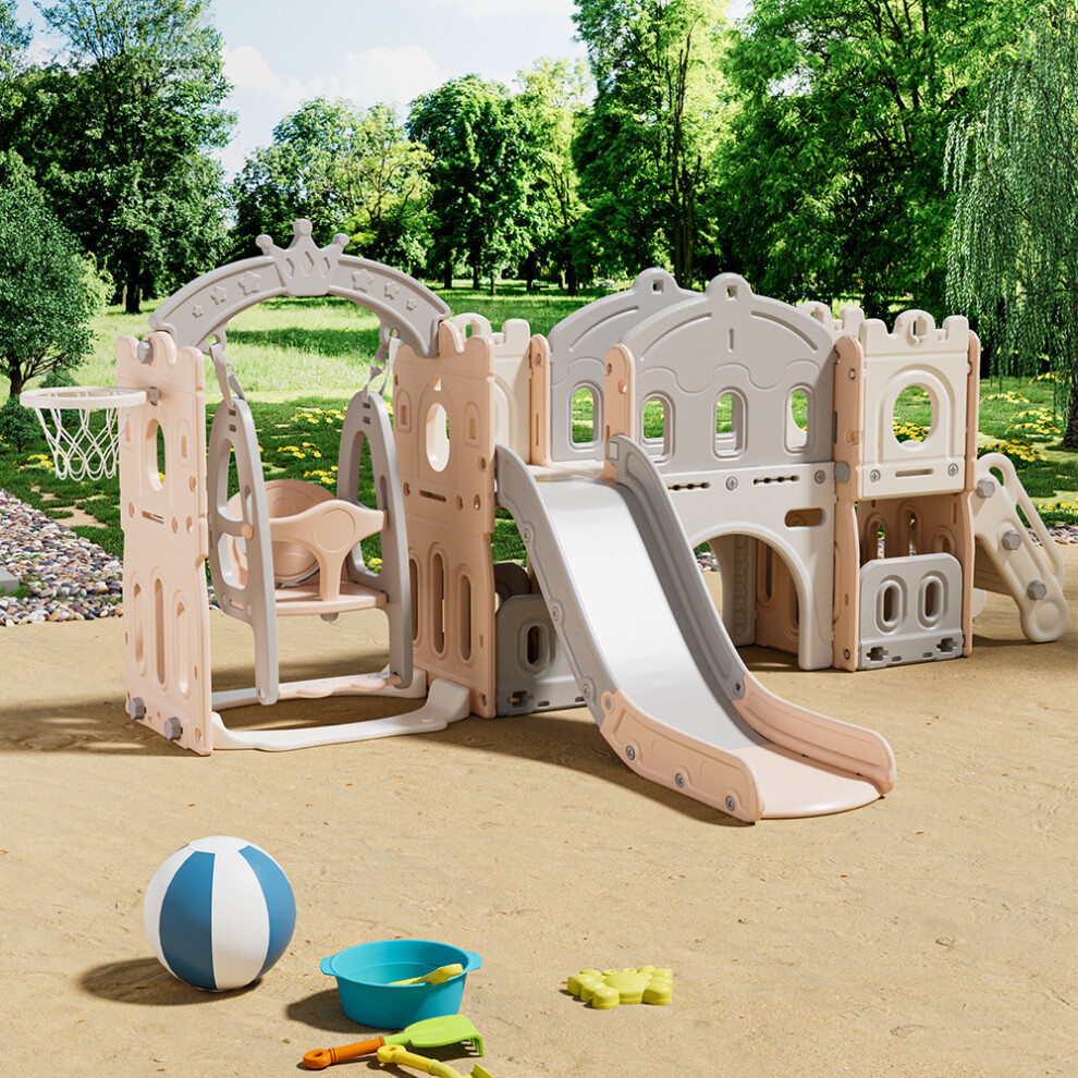 Toddler Swing and Slide Playset Pink and Grey