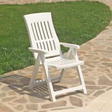 (White 1) Outdoor Foldable Plastic Garden Chair Patio Furniture With Adjustable Back