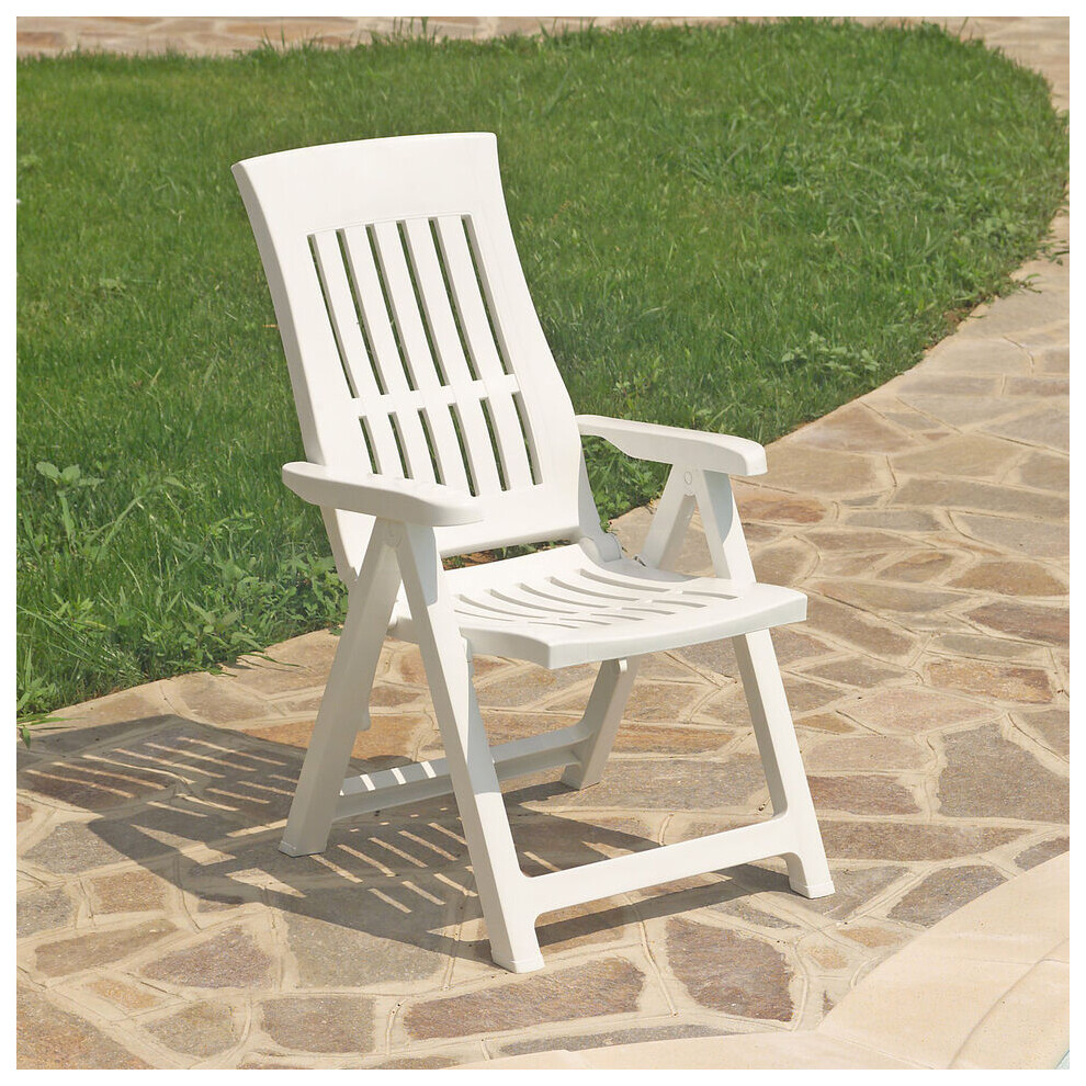 (White 1) Outdoor Foldable Plastic Garden Chair Patio Furniture With Adjustable Back