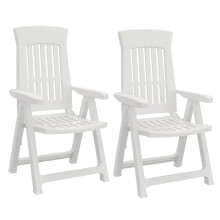 (White 2) Outdoor Foldable Plastic Garden Chair Patio Furniture With Adjustable Back