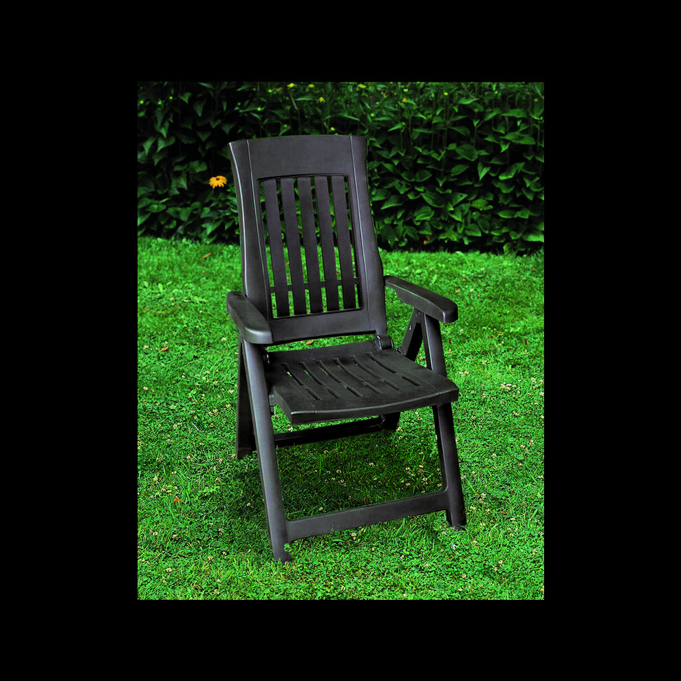 (Anthracite 1) Outdoor Foldable Plastic Garden Chair Patio Furniture With Adjustable Back