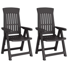 (Anthracite 2) Outdoor Foldable Plastic Garden Chair Patio Furniture With Adjustable Back