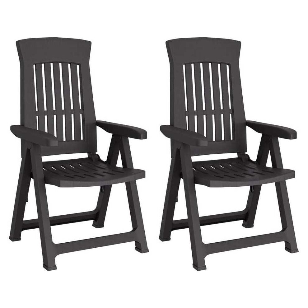 Urbn-Garden (Anthracite 2) Outdoor Foldable Plastic Garden Chair Patio Furniture With Adjustable Back Black