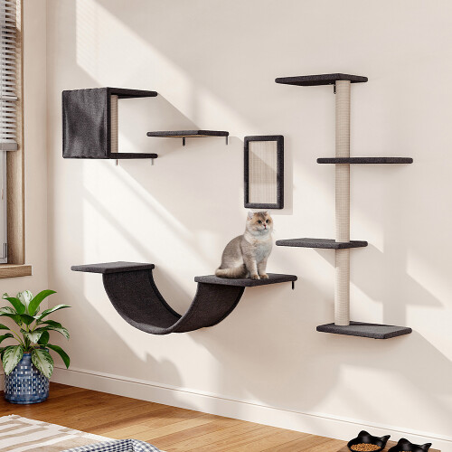 Living And Home (Grey) Cat Tree Set with Hammock and Jumping Platform