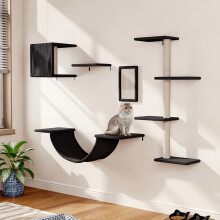 (Black) Cat Tree Set with Hammock and Jumping Platform