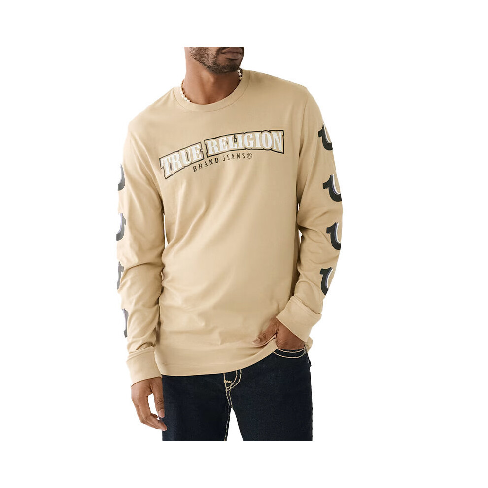 (Beige, 3XL) True Religion 107584 Mens Graphic T Shirts