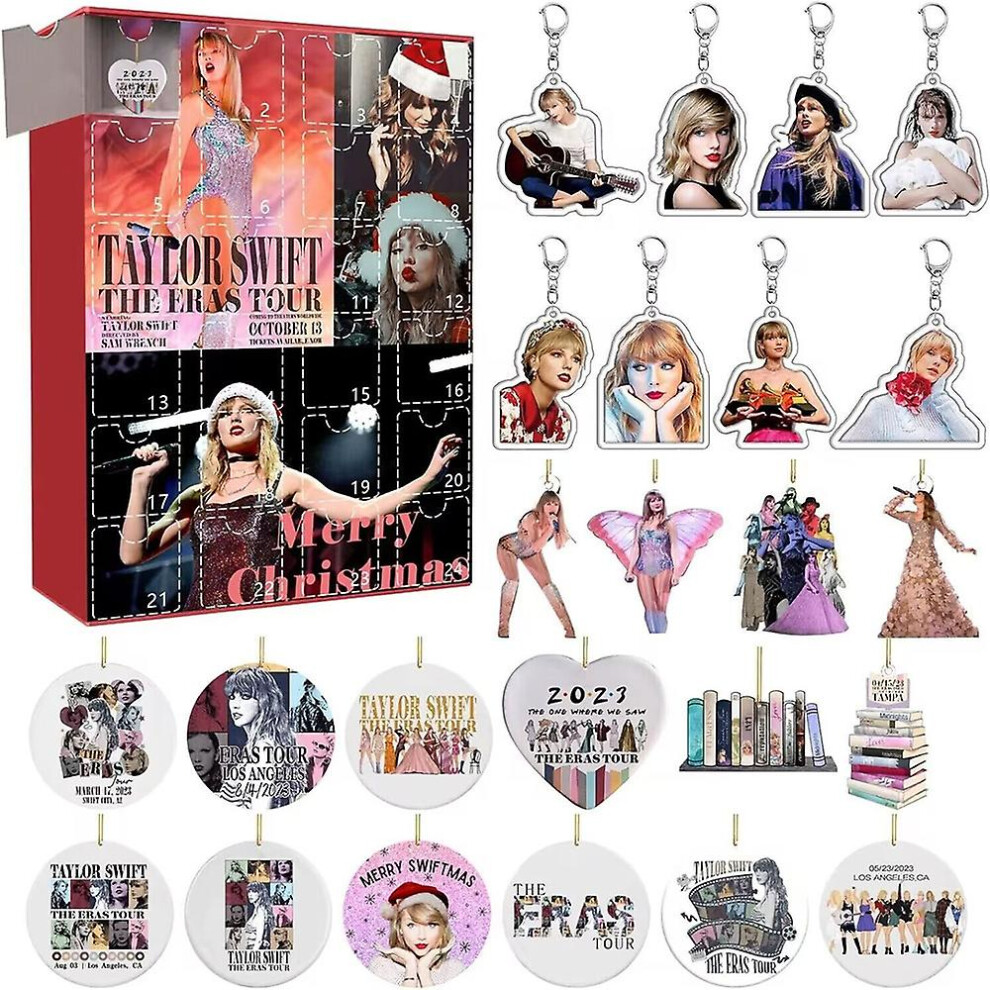 Taylor Swift The Eras Tour Christmas Advent Calendar 2023, Xmas 24 Days Countdown, Taylor Pendant Ornaments Keychains Gifts Present