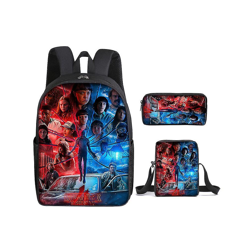 (Only a Backpack) Stranger Things Season 4 Backpack Student School Bag , Backpack / Meal Bag / Pen Bag / 3 Piece Set(backpack pen Bag meal Bag)~9