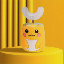 (Yellow, 2-6 Years Old) Rechargeable U-Shaped Children's Electric Toothbrush with 6 Cleaning Modes