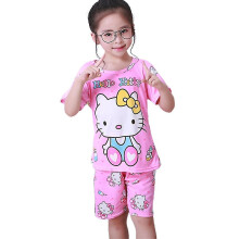 (A, 9-10 Years) Kids Hello Kitty Mickey Superman Cartoon Pajamas Boys Girls Sleepwear Nightwear Outfit Set_h