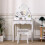 Living And Home Makeup Vanity Desk with Mirror and Stool 3