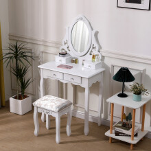 Makeup Vanity Desk with Mirror and Stool