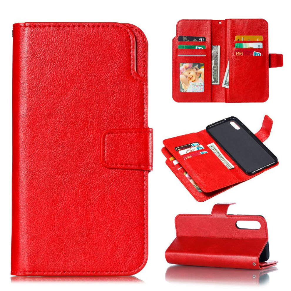 (Red) Case For Huawei P30 9 Card Slots Wallet Pu Leather Magnetic Kickstand Red 764762613952