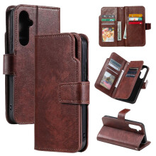 (Brown) Case For Samsung Galaxy A15 4G/5G Kickstand 9 Card Slots PU Leather Magnetic Wallet