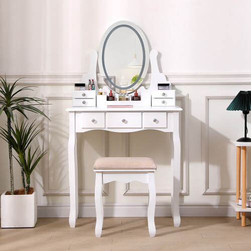 Living And Home Makeup Vanity Desk Set with LED Lighting 1