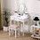 Living And Home Makeup Vanity Desk Set with LED Lighting 1