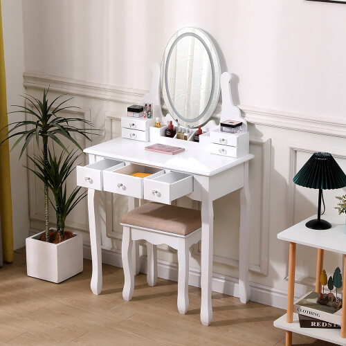 Living And Home Makeup Vanity Desk Set with LED Lighting 2