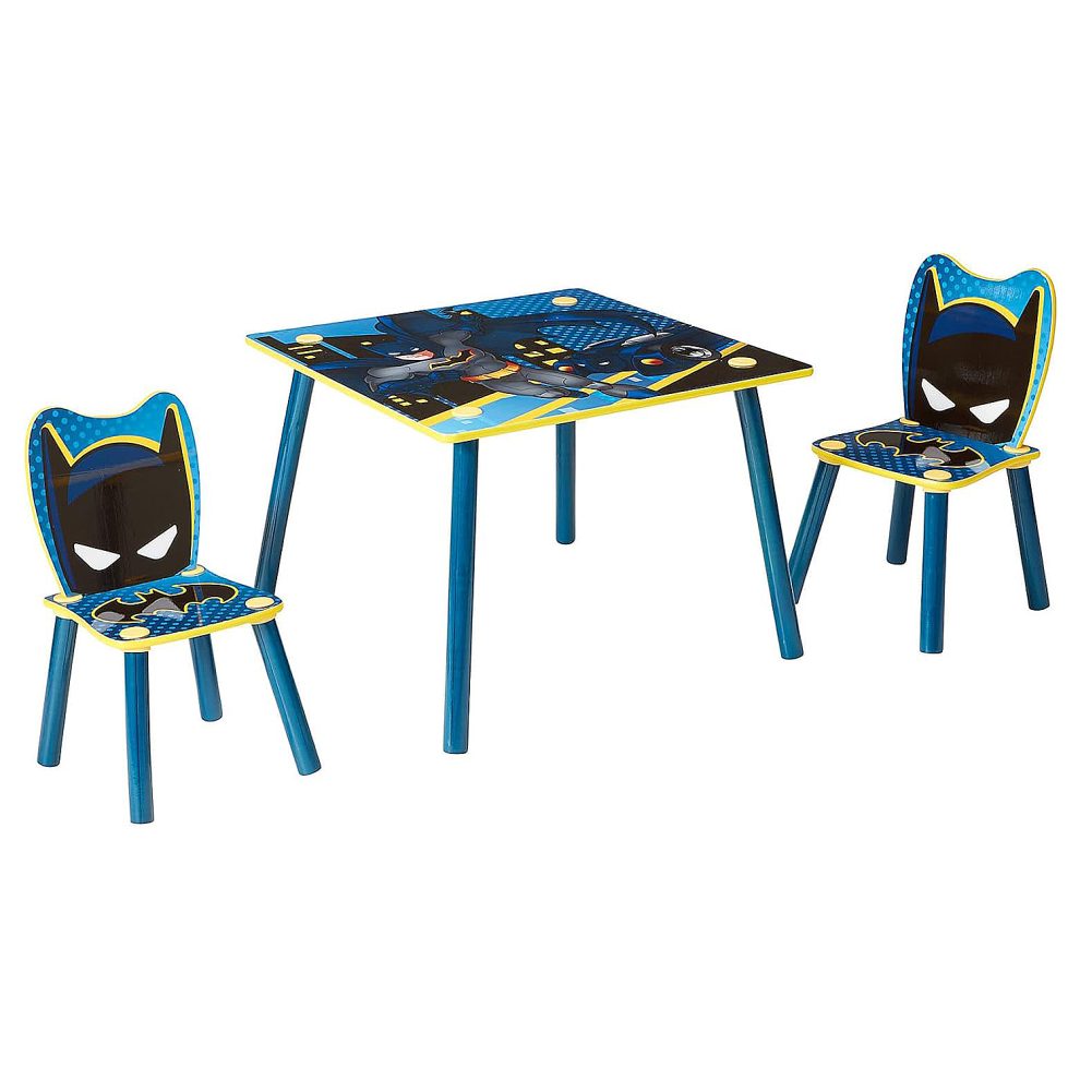 Batman Table and 2 Chair Set Kids Wooden Furniture Character Toddler Play Desk