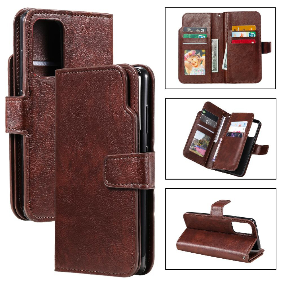 (Brown) Case For Samsung Galaxy A23 4G/5G Magnetic 9 Card Slots Kickstand Wallet Pu Leather Brown 764762615567