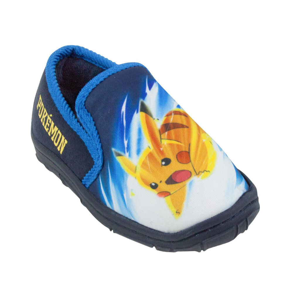 (6 UK) Pokemon Slip On Loafer Slippers (Boys Blue)