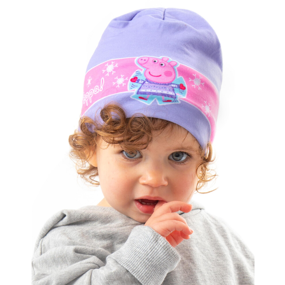 (S-M) Peppa Pig Beanie Hat (Girls Purple)