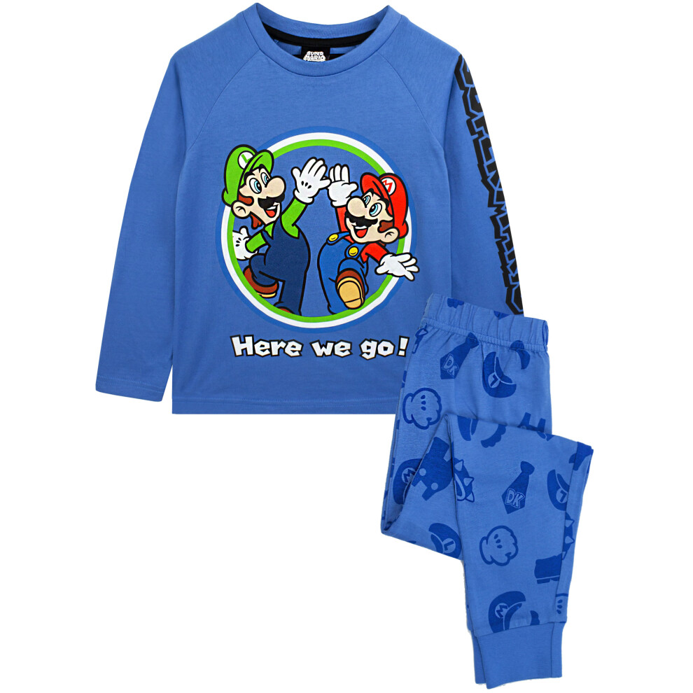 (7-8 Years) Nintendo Long Sleeve Long Leg Pyjama Set (Boys Blue)