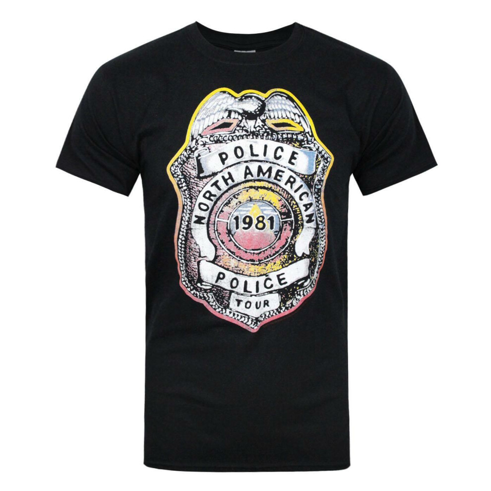 (Medium) Police Short Sleeved T-Shirt (Mens Black)