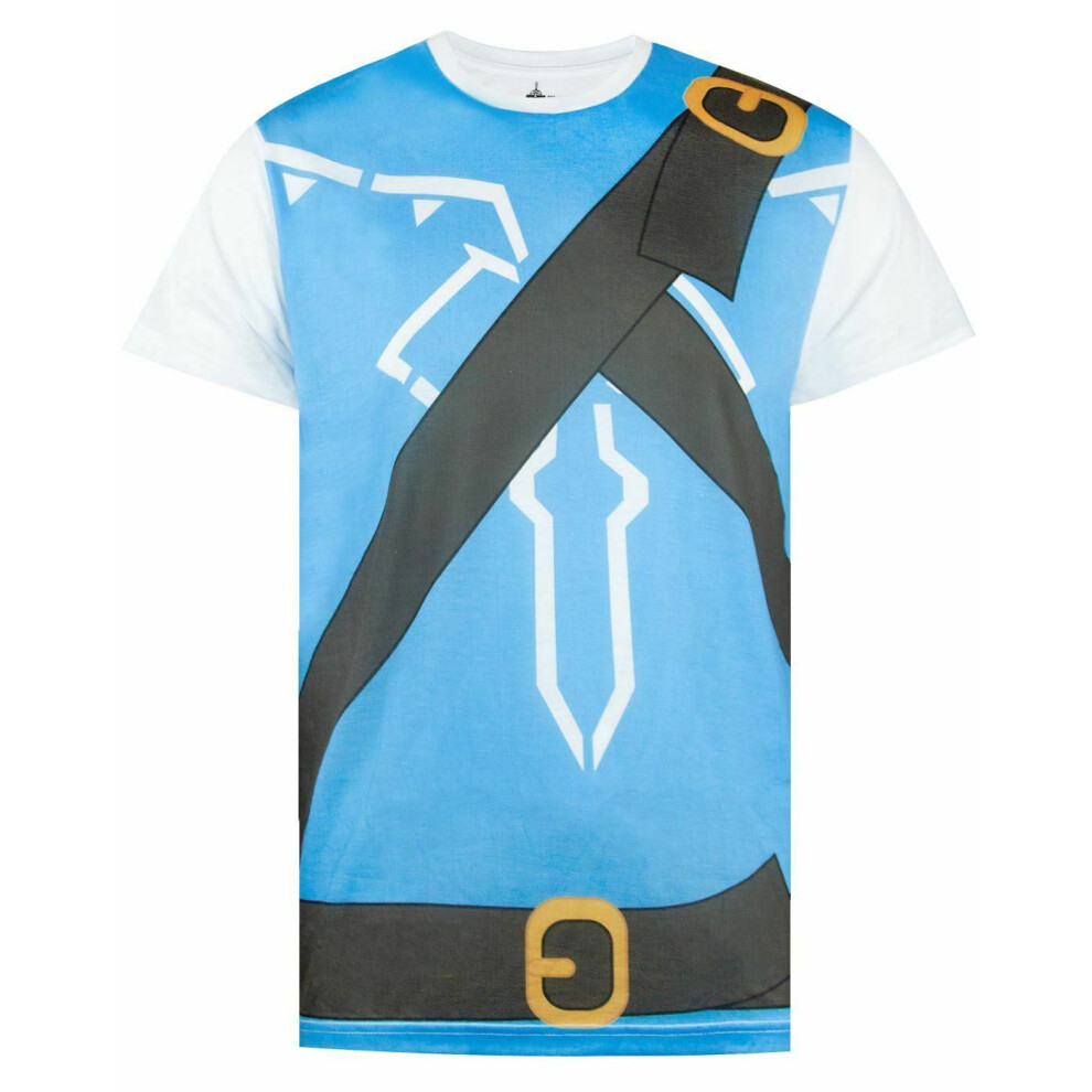 (Large) Nintendo Short Sleeved T-Shirt (Mens Blue)