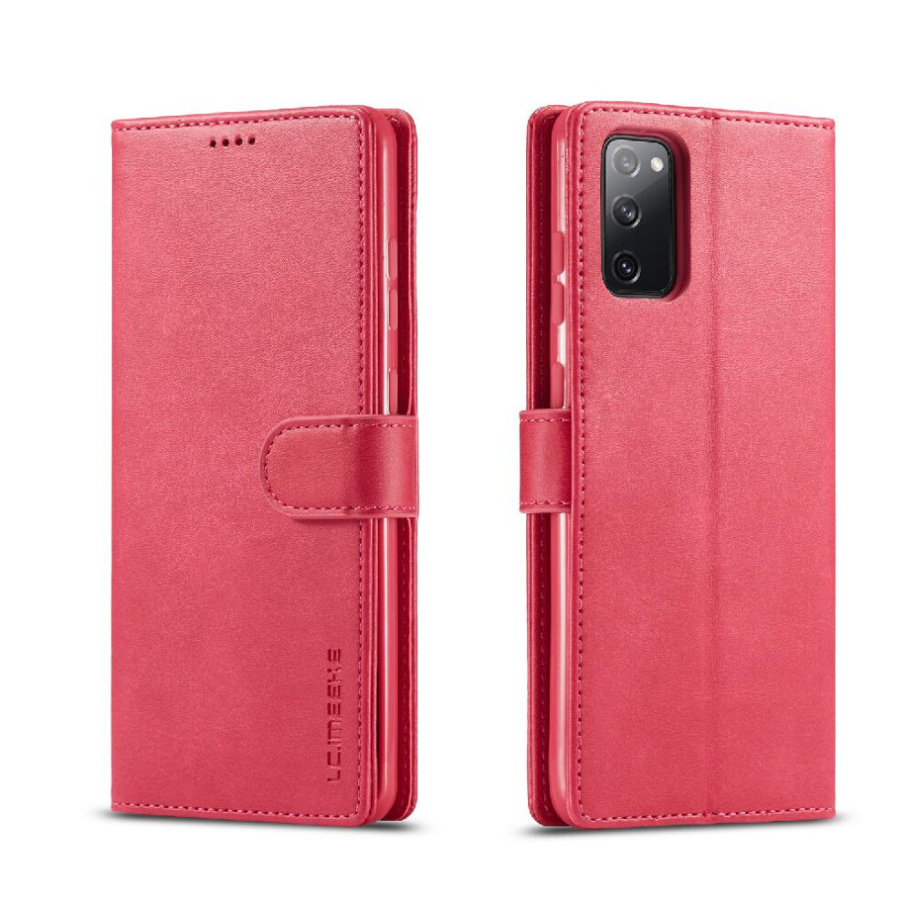 (Red) Case For Samsung Galaxy S20 Card Slots Wallet With Holder Calf Texture Horizontal Flip Leather Case Red 764762616038