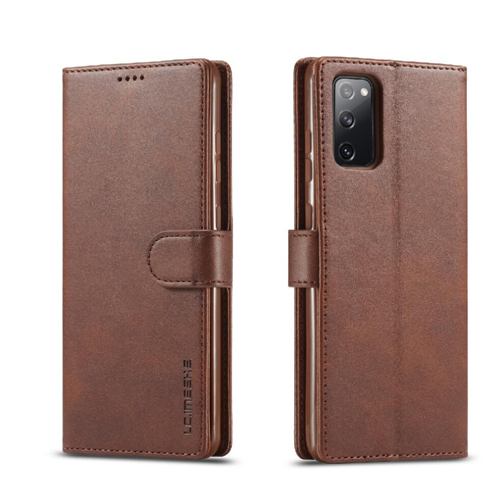 (Brown) Case For Samsung Galaxy S20 Card Slots Wallet With Holder Calf Texture Horizontal Flip Leather Case Brown 764762616045
