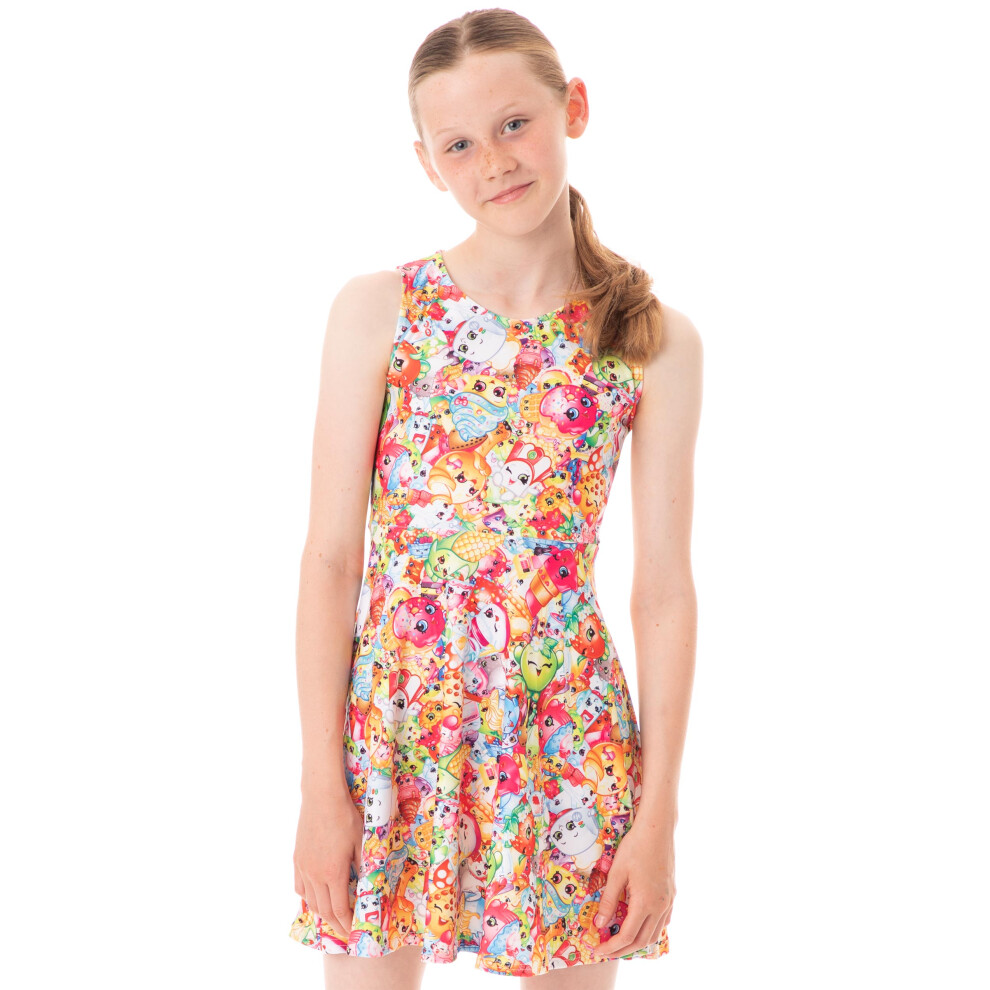 (11-12 Years) Shopkins Short Sleeve Skater Dress (Girls Pink)