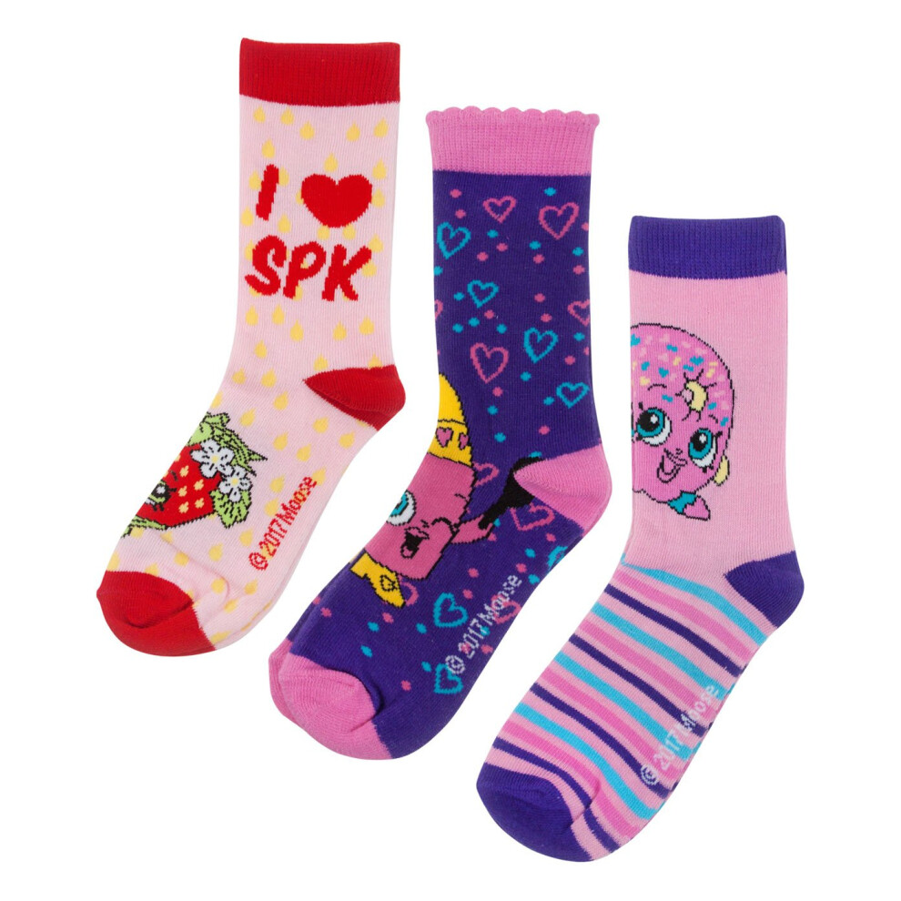 (9-12 UK) Shopkins Calf Socks Set of 2 (Girls Multicoloured)