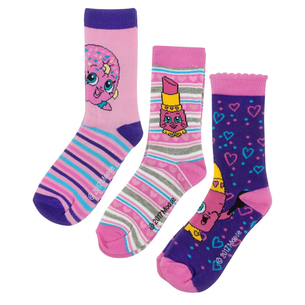 (6-8.5 UK) Shopkins Calf Socks Set of 2 (Girls Multicoloured)