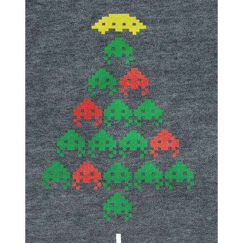 (Small) Space Invaders Christmas Jumper (Mens Grey) 2