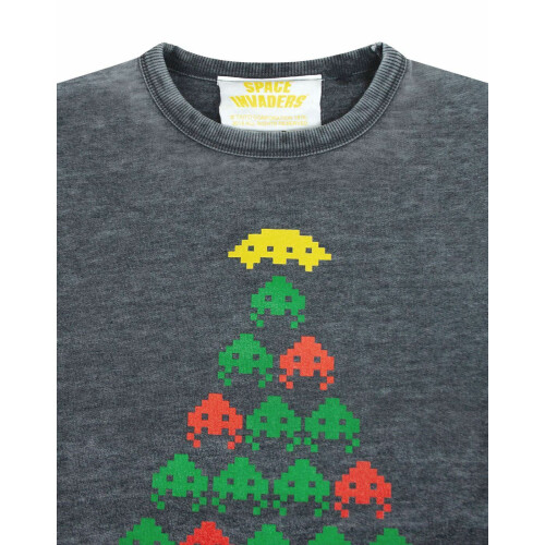(Small) Space Invaders Christmas Jumper (Mens Grey) 1
