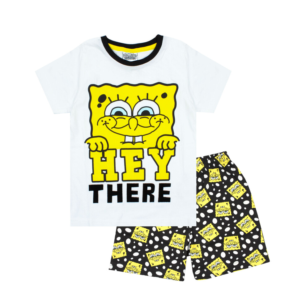 (3-4 Years) SpongeBob SquarePants Short Sleeve Short Leg Pyjama Set (Boys White)