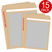 (15 Pack, A4 / C4 - 324mm x 229mm) PLEASE DO NOT BEND HARD CARD BOARD BACKED ENVELOPES MANILLA BROWN A4 A3 A5 C6 A6