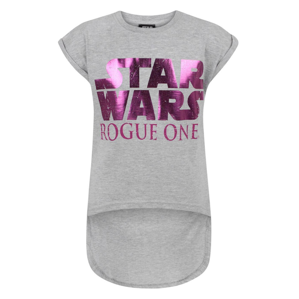 (13-14 Years) Star Wars Short Sleeved T-Shirt (Girls Grey)